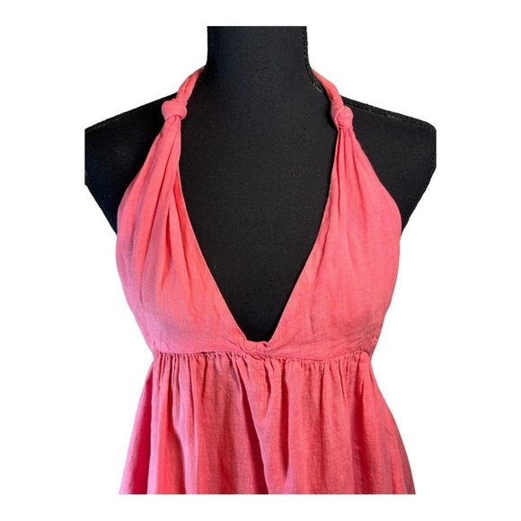 Calypso Linen Halter Mini Dress - Picture 2 of 7